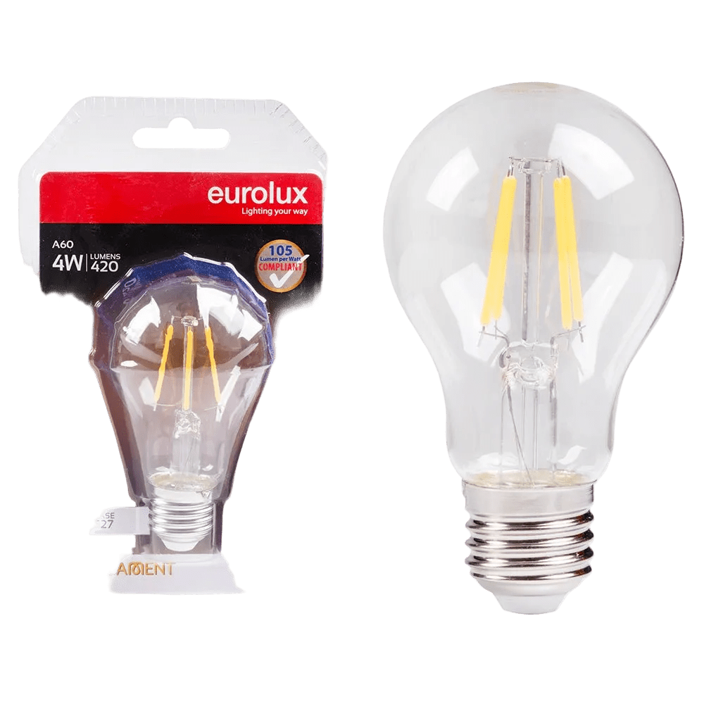 4W Dimmable White A60 Filament LED Bulb – E27, 3000K Warm White