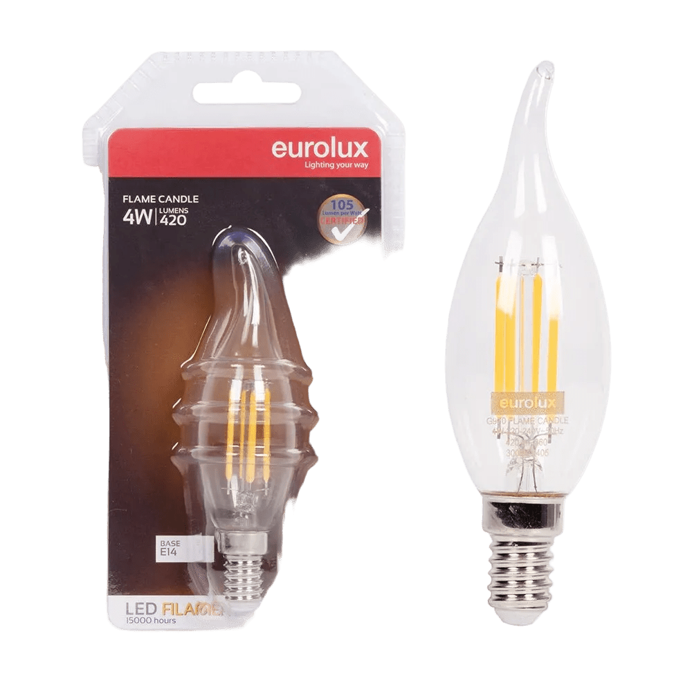 Warm White LED Clear Filament Flame Candle