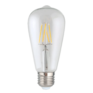 Clear glass pear-shaped LED filament bulb with yellow filaments, E27 screw base, 4W warm white