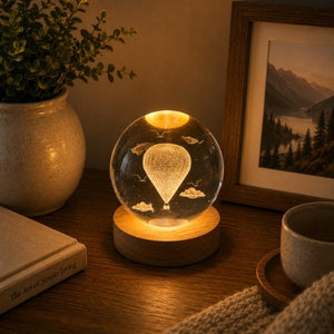 Hot air balloon 3D crystal LED globe detail