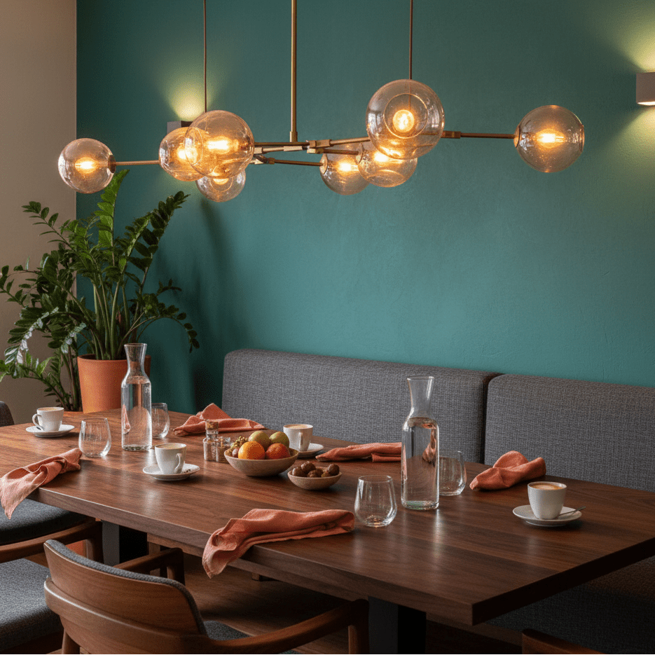 Gold & Amber 8 Light Molecule Horizontal Pendant Light