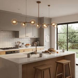 Gold & Amber 8 Light Molecule Horizontal Pendant Light