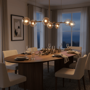 Gold & Amber 8 Light Molecule Horizontal Pendant Light