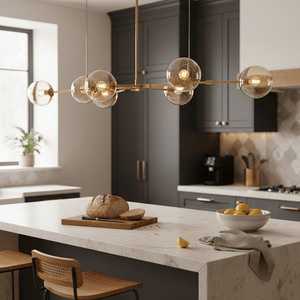 Gold & Amber 8 Light Molecule Horizontal Pendant Light