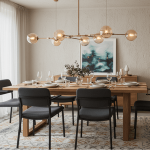 Gold & Amber 8 Light Molecule Horizontal Pendant Light