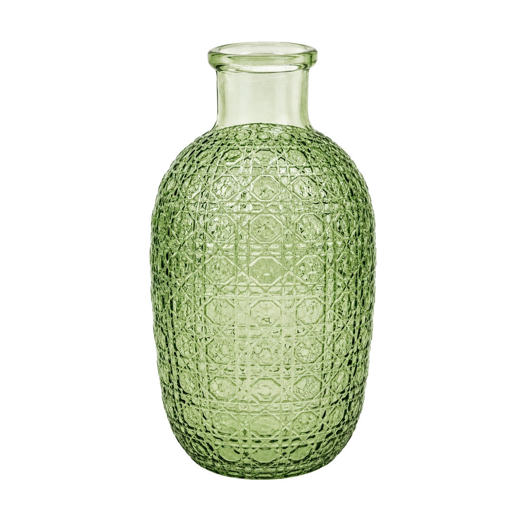Green Textured Glass Bottle Vase product image