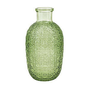 Green Textured Glass Bottle Vase product image