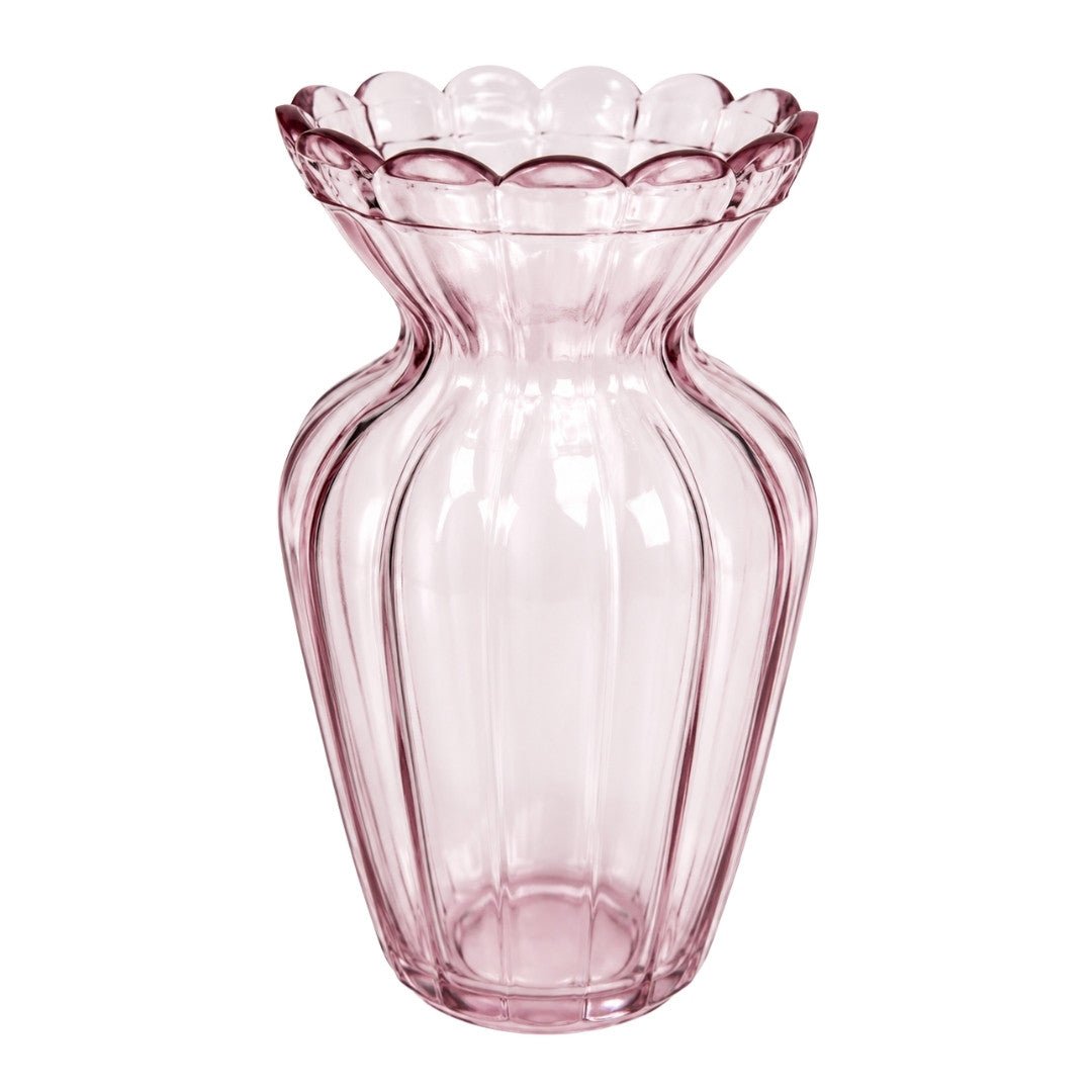 Glass Vase – Dusty Pink Scalloped Rim product image