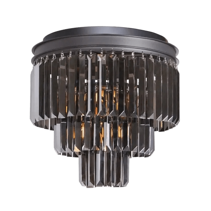 Black with Smokey Crystals Ceiling Light