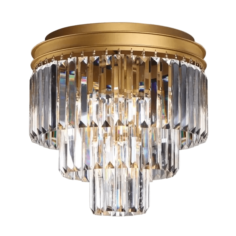Satin Gold with Clear Crystals Ceiling Light