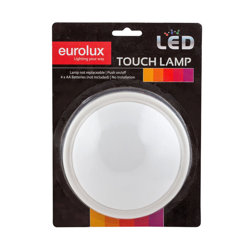 Eurolux LED touch lamp packaging on a white background