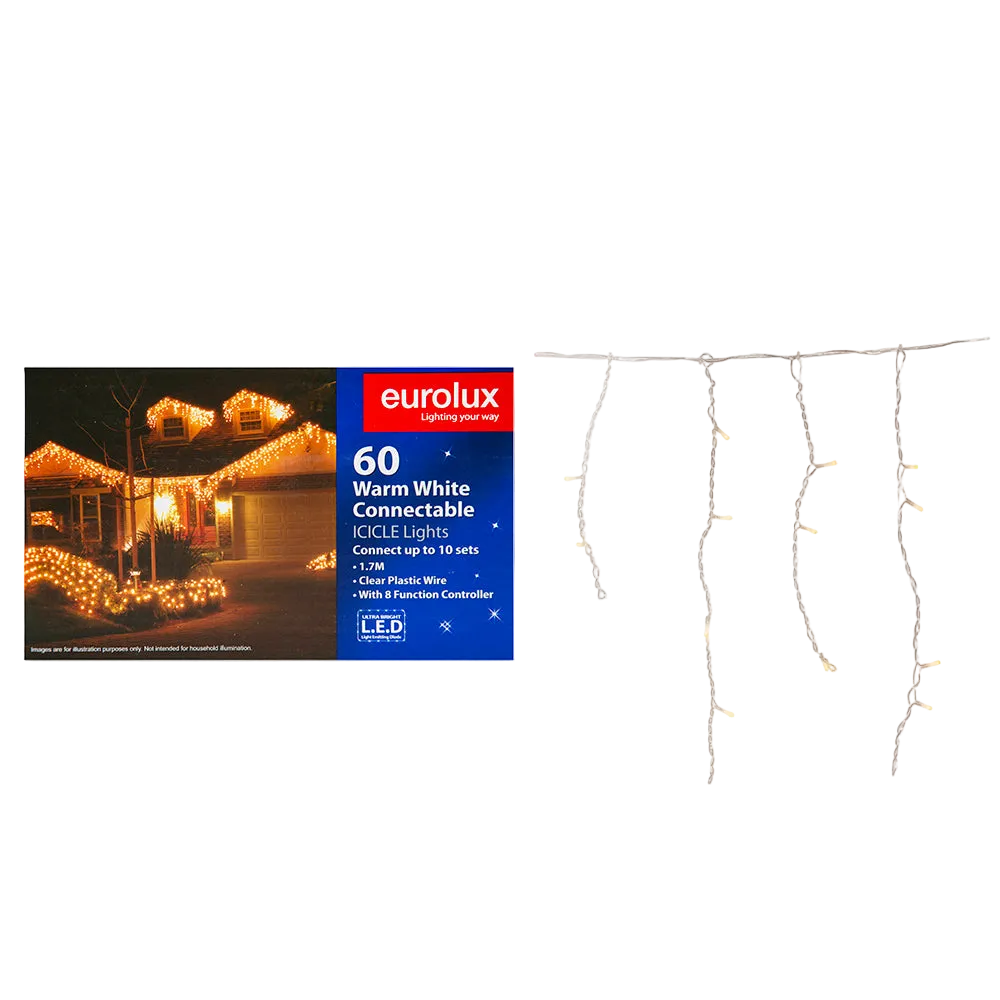 Twinkly Icicle Lights - Warm White 2 Meter