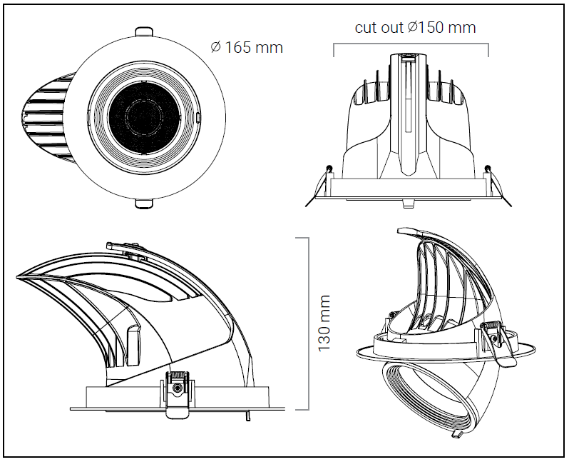 Mario Round Tilt Downlighter 35W, 3CCT