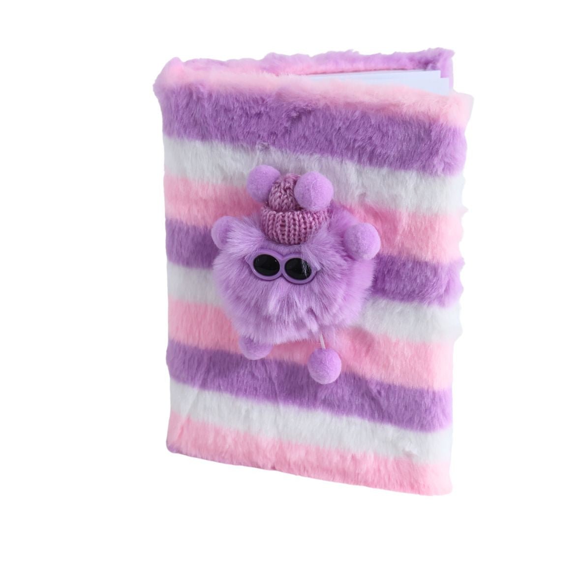 Purple Hat Purple Puffer Striped Novelty A5 Notebook