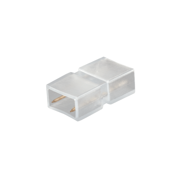 Plastic 230V LED Strip Connector with a smooth, glossy finish and gold pins visible.