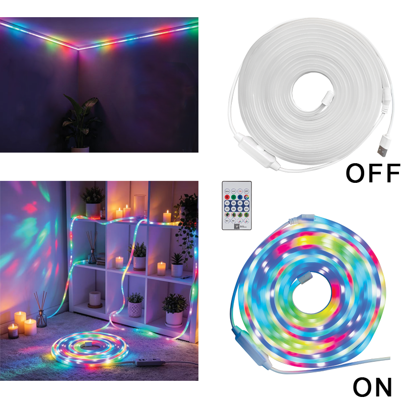 5m IC-RGB LED Strip Light with Remote IP65