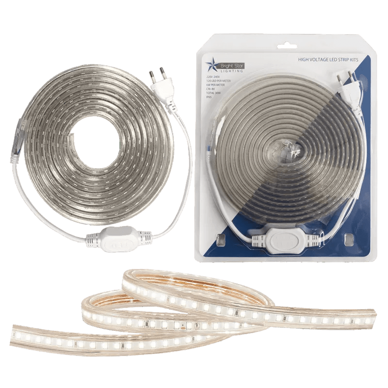 LED 220V Strip Light 5m Kit - Warm White (3000K)
