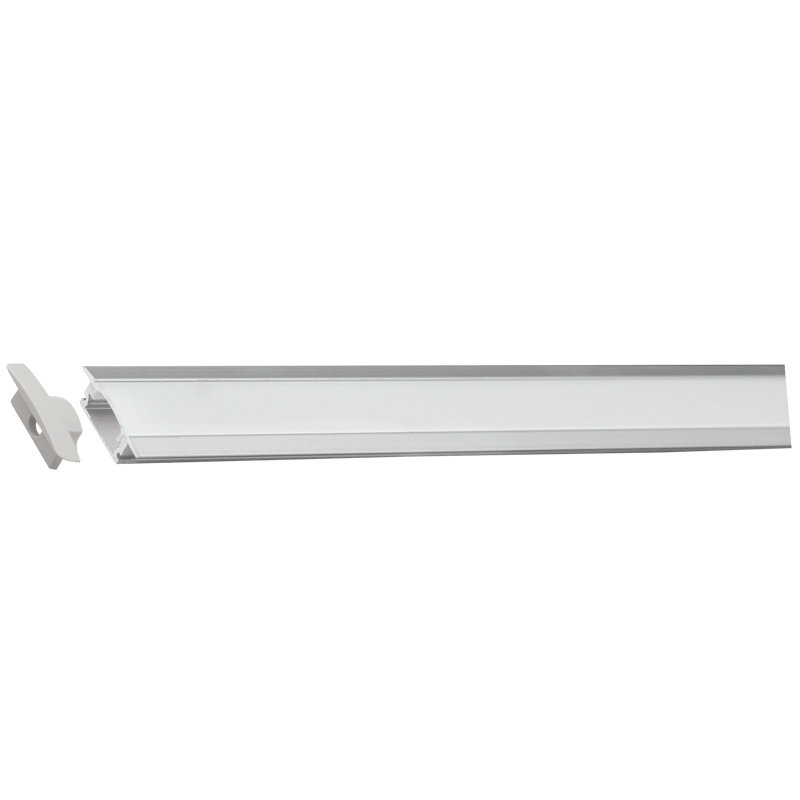 2m A4 LED extrusion profile with frosted diffuser cover and end cap on green background
