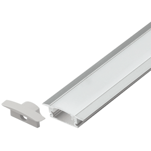 Silver recessed aluminium profile with PC cover, 3m