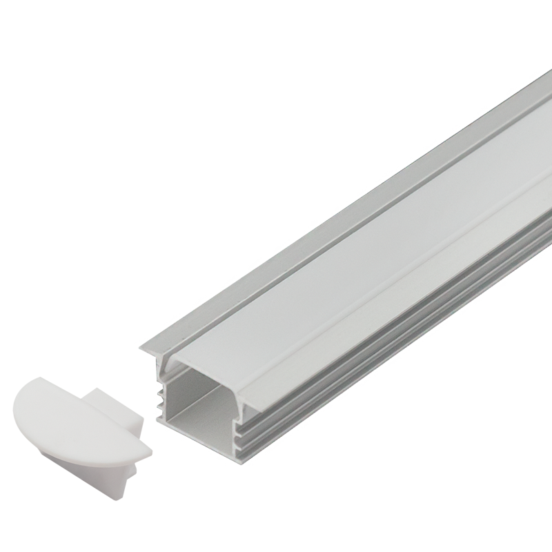 Silver 3m recessed aluminium LED profile with PC cover