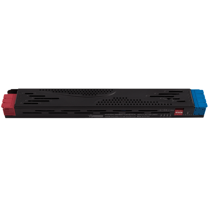 LED Power Supply - 24Vdc 300W with DIP Switch Step Dimming, sleek black design with connection terminals.
