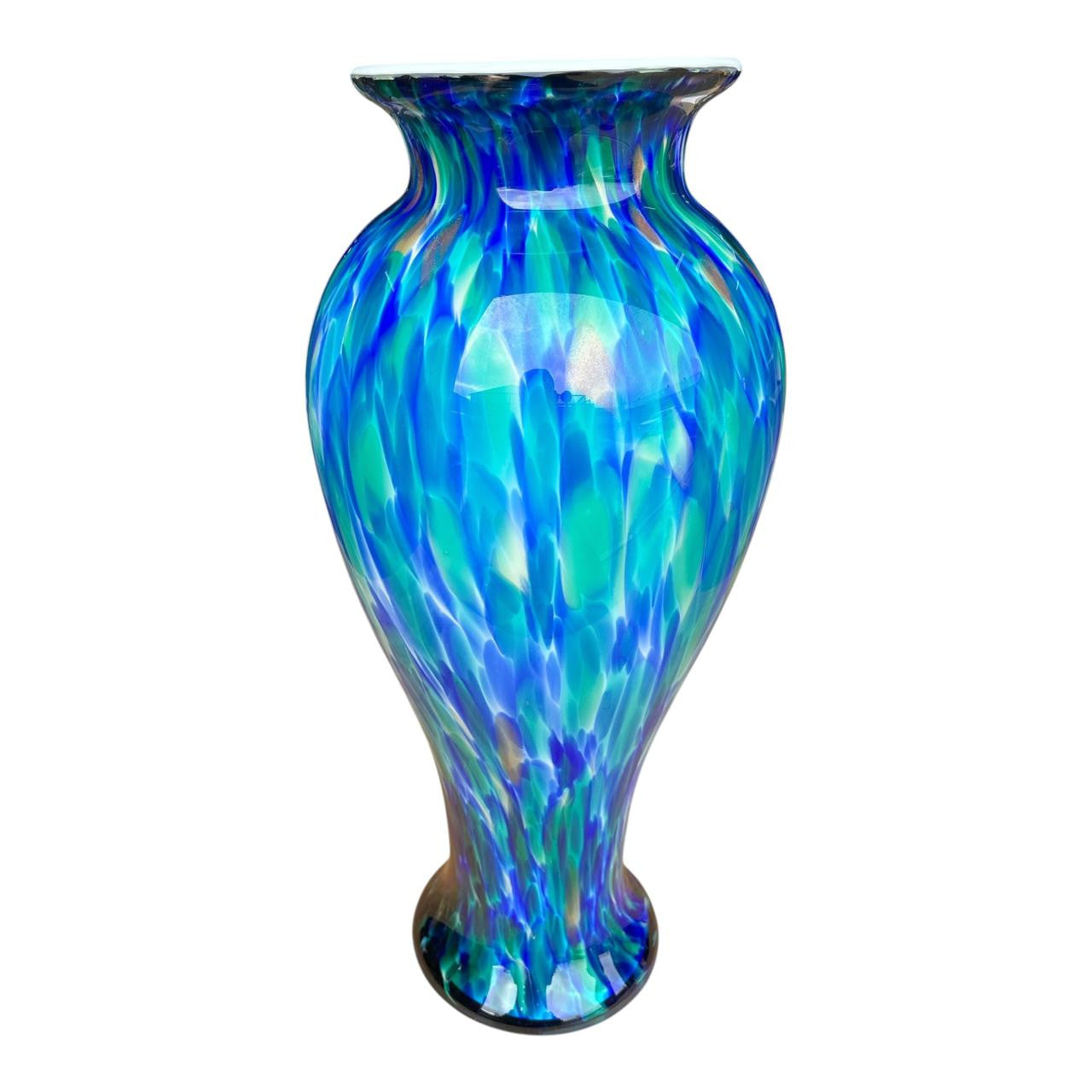 Handcrafted Art Glass Vase – Ocean Blue Swirl product image