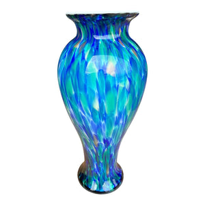 Handcrafted Art Glass Vase – Ocean Blue Swirl product image