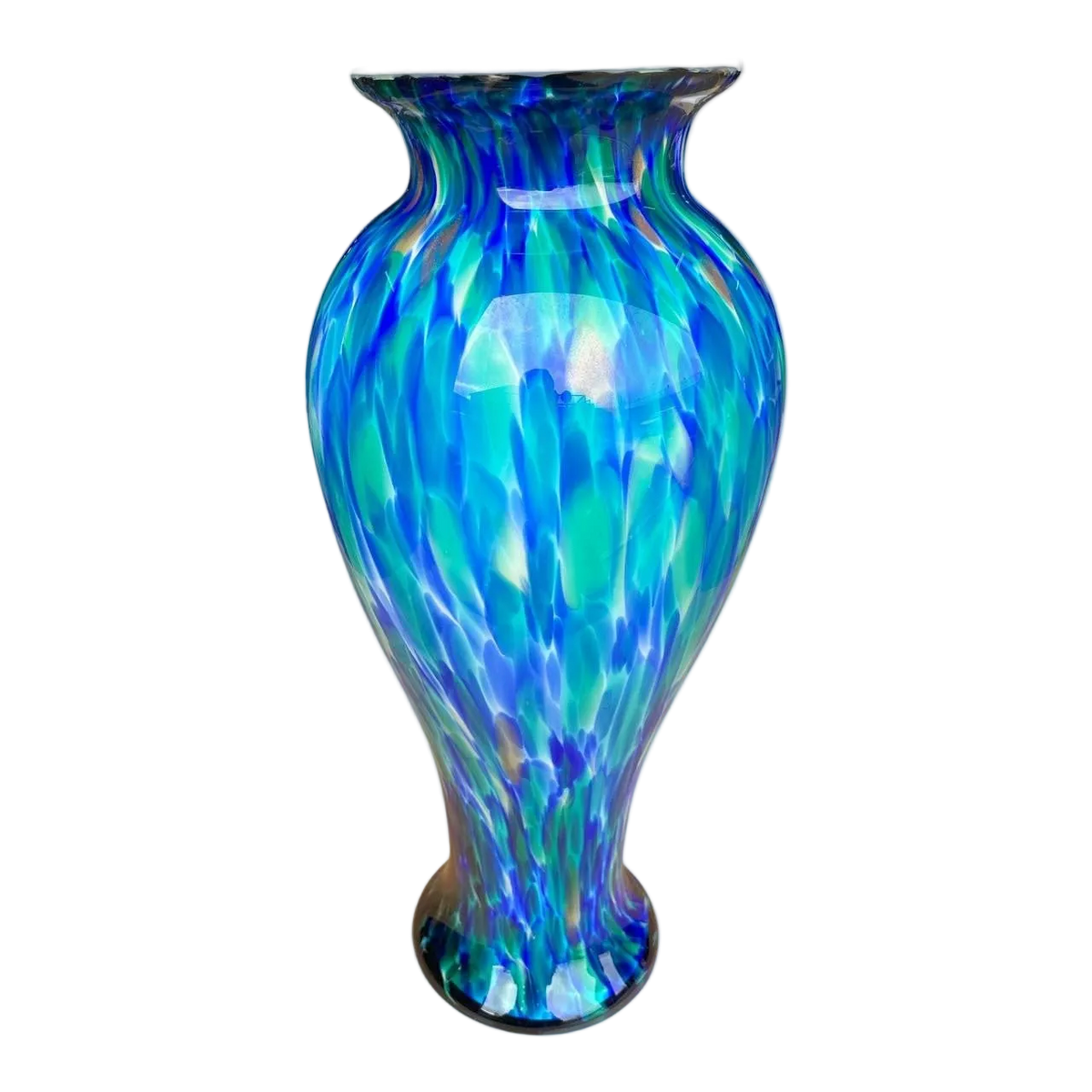 Handcrafted Art Glass Vase – Ocean Blue Swirl