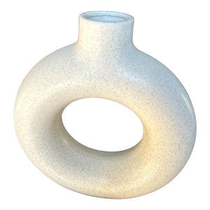 Small Ceramic Vase - White Hollow Doughnut decorative piece