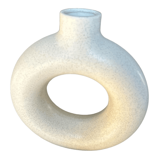 Small Ceramic Vase - White Hollow Doughnut