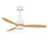 Ceiling fan with wooden blades on a white background