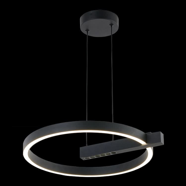 Black Q LED Pendant Light featuring a sleek circular design with integrated LED illumination.