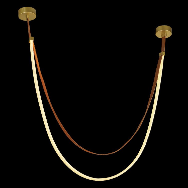 Neon light fixture with two glowing cables on a black background