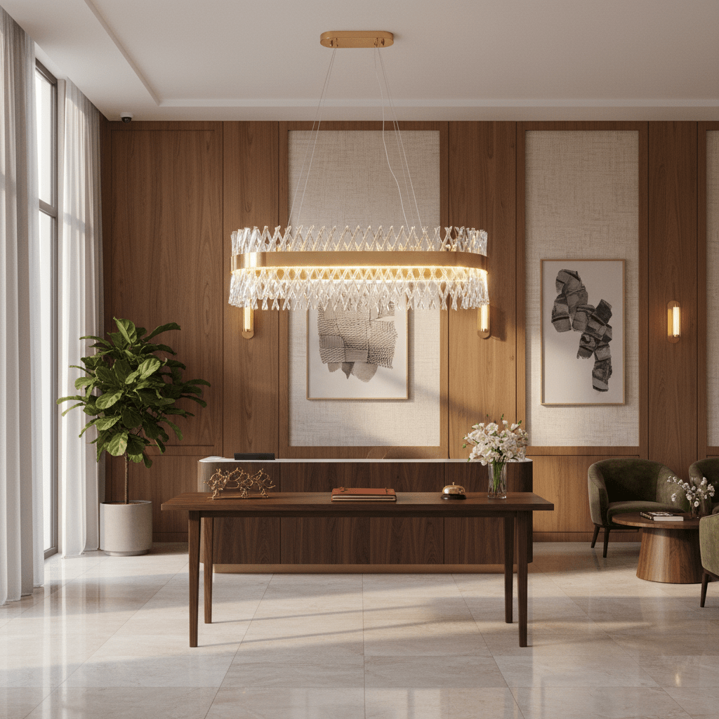 Oval & Gold Crystal Chandelier