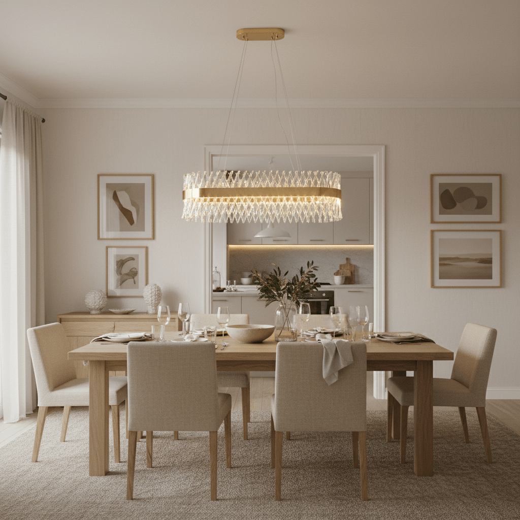 Oval & Gold Crystal Chandelier