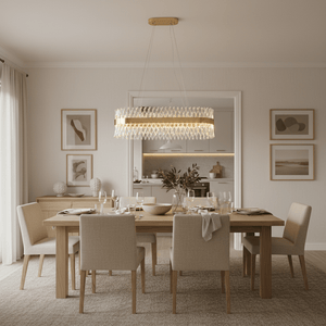 Oval & Gold Crystal Chandelier