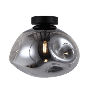 Large Glass Molten Ceiling Light – Smoke Glass and Black