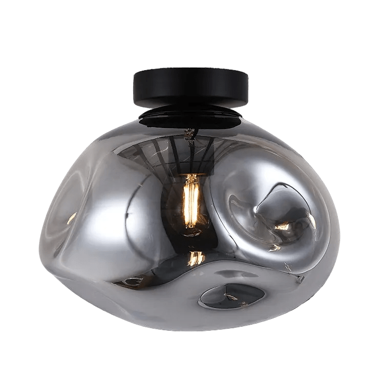 Large Glass Molten Ceiling Light – Smoke Glass and Black