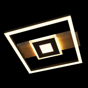 Modern square ceiling light fixture on a black background