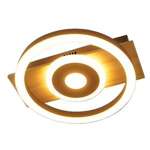 Modern ceiling light fixture with circular design on a black background