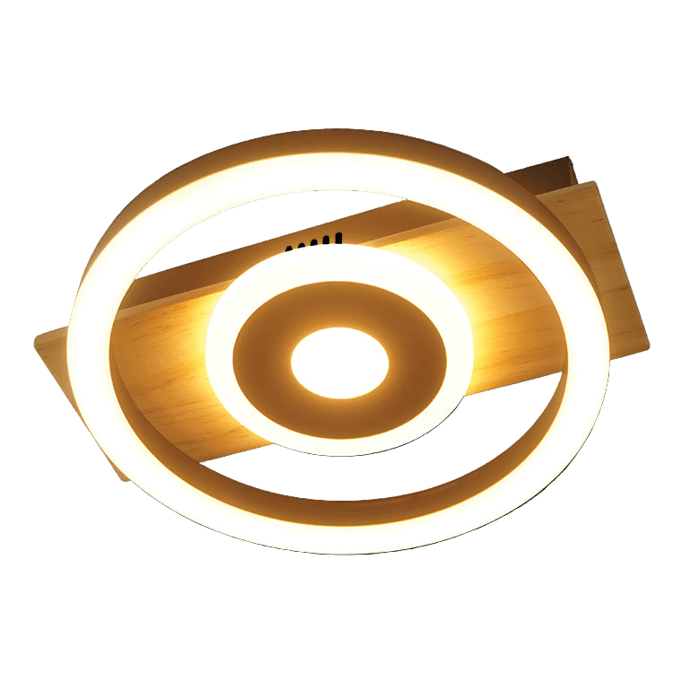 Modern ceiling light fixture with circular design on a black background