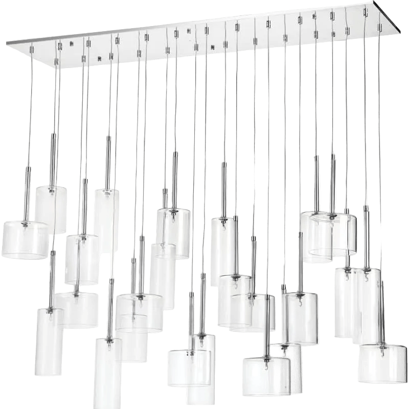 24 Light Chrome Glass Pendant Cluster
