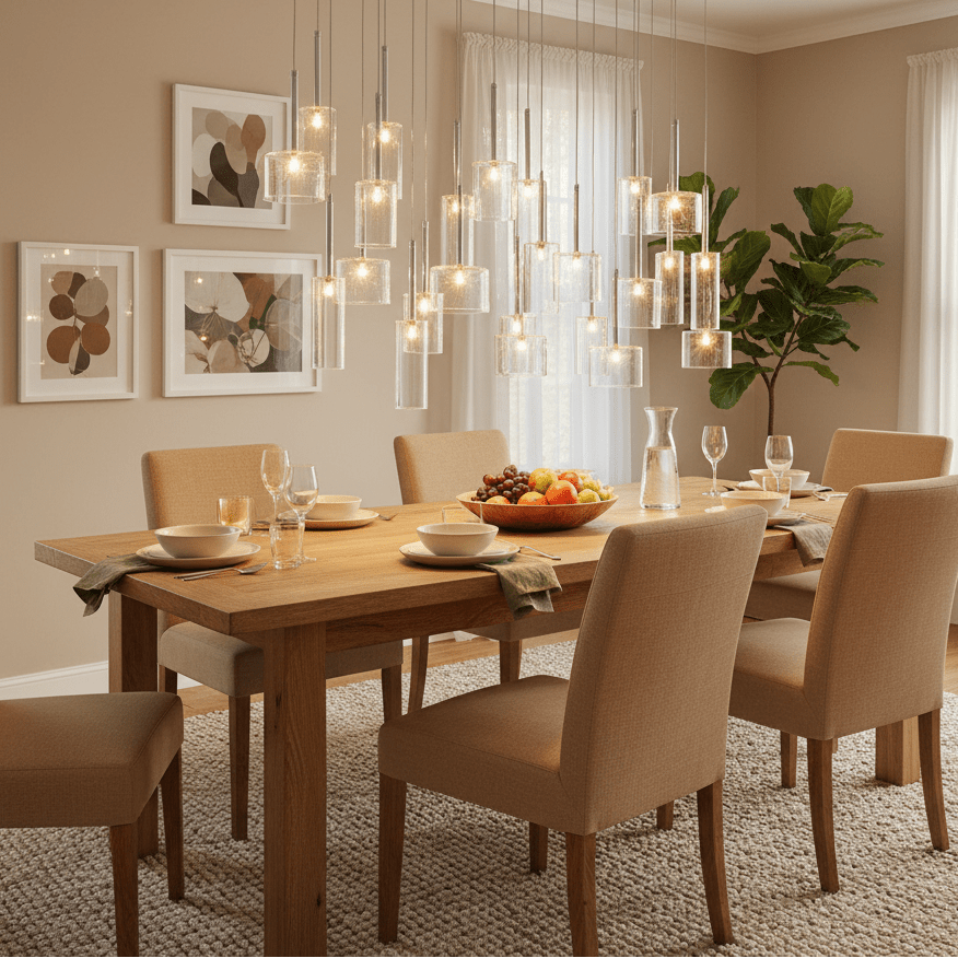 24 Light Chrome Glass Pendant Cluster