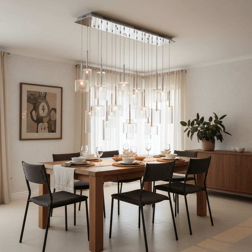 24 Light Chrome Glass Pendant Cluster