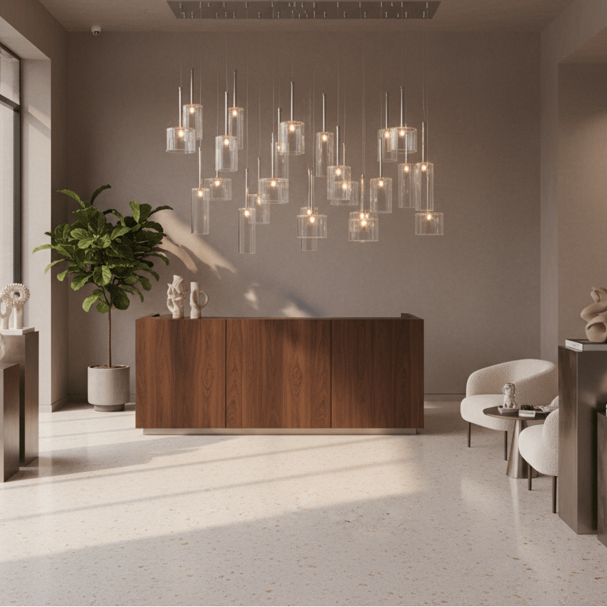 24 Light Chrome Glass Pendant Cluster