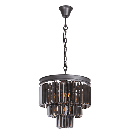 Charcoal Grey 3 Tier Crystal Chandelier