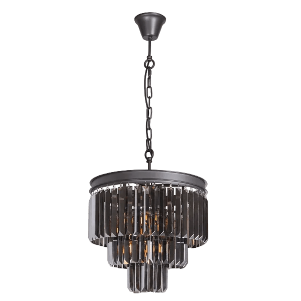 Charcoal Grey 3 Tier Crystal Chandelier