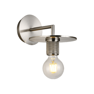 Wall-mounted light fixture with a visible light bulb on a black background