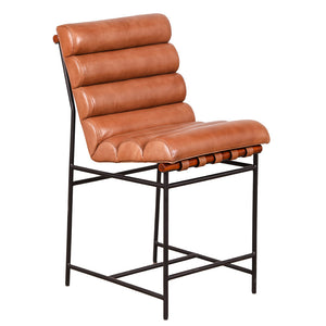 Genuine buffalo leather counter chair with plush round cushion