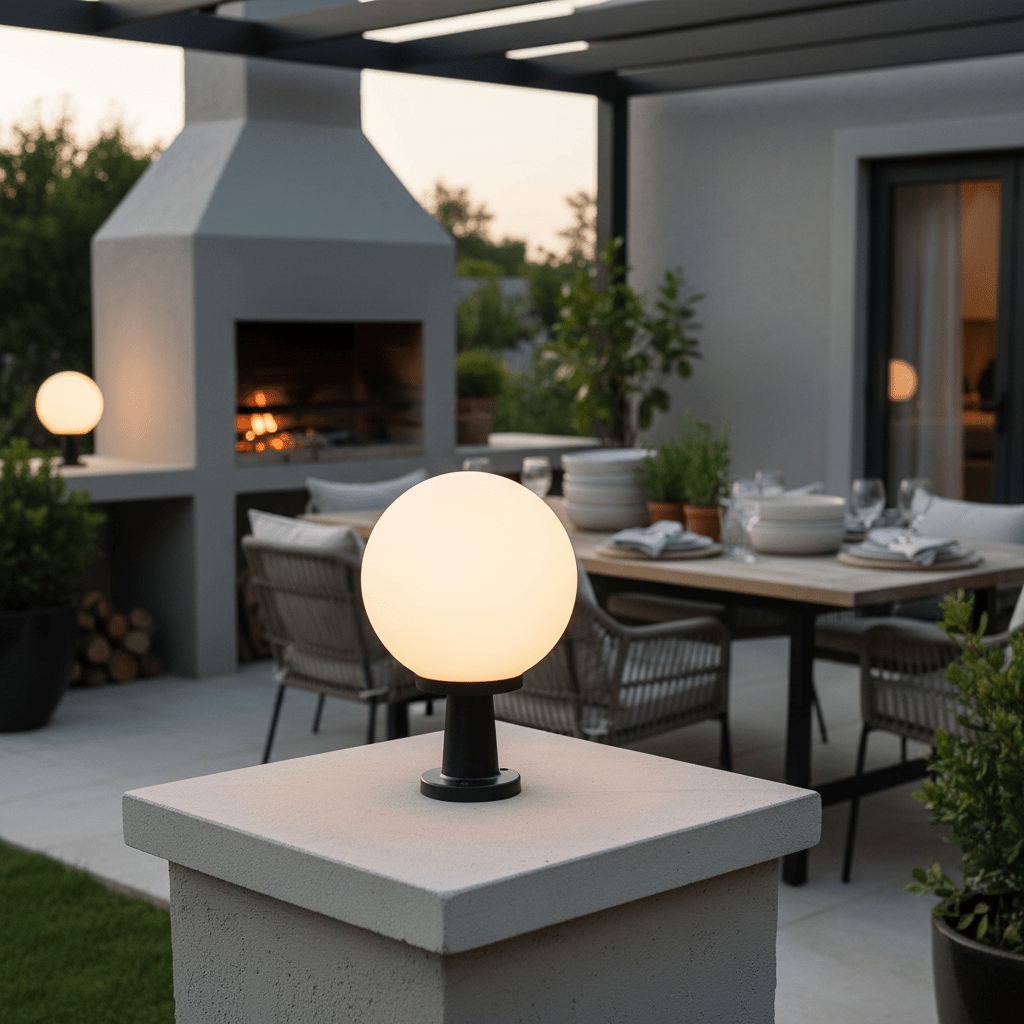 Round Opal Pillar Top Light